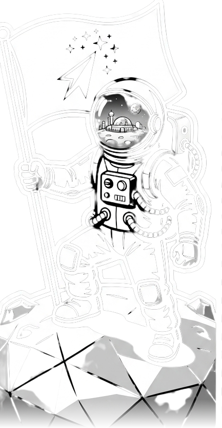 Astronaut planting a flag