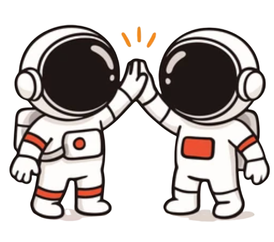 Two astronauts high-fiving